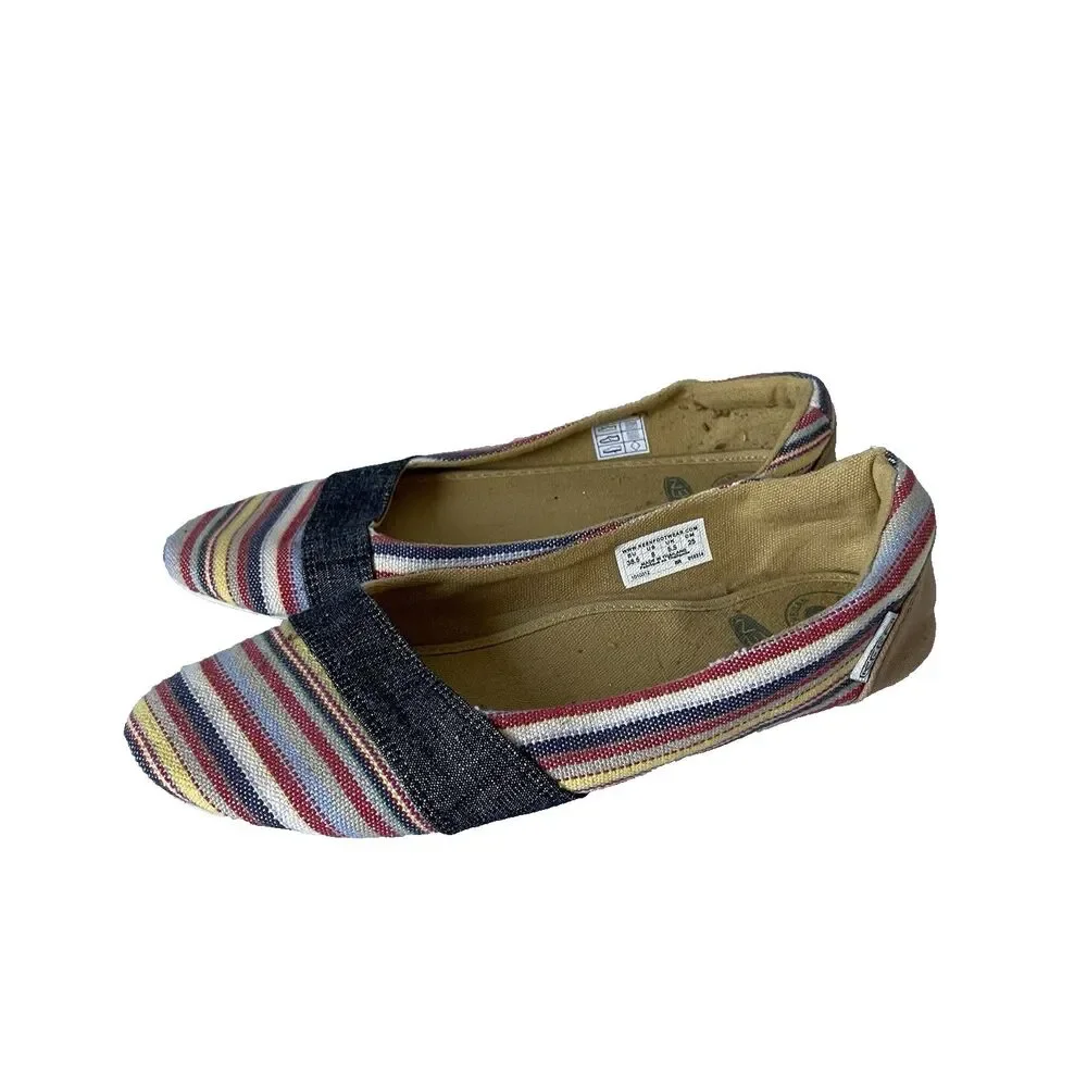 KEEN Cortona Boho Striped Canvas Ballet Flats Shoes Slip On Comfort Size 8